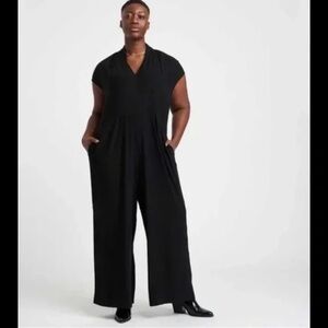 NWT Universal Standard Cambria Luxe Twill Wide Leg Jumpsuit Black Size M 18/20